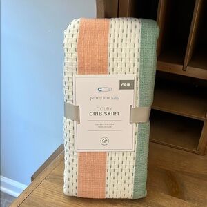 Pottery Barn Baby Colby Crib Skirt NWT Dots & Stripes 16” Drop 100% Cotton